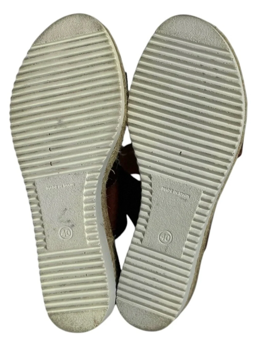 Bertuchi Double Band Strap Slide Sandals Women’s Sz 9 Brown Leather Espadrille